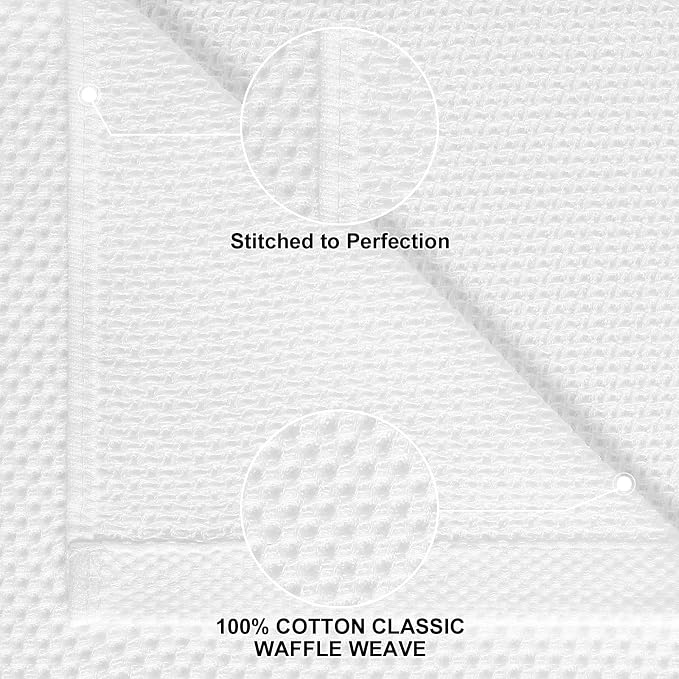 Homaxy 10 Pack 100% Cotton Kitchen Towels and Dishcloths Set, White | 12 x 12 Inches and 13 x 28 Inches Kitchen Towels Set, Ultra Soft Absorbent Dish Cloths for Washing Dishes