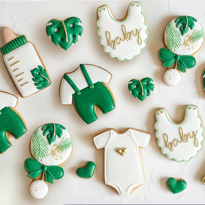 JOB JOL Baby Shower Cookie Cutters 6 PCS | Onesie, Bib, Bottle, Rattle, Carragie, Foot