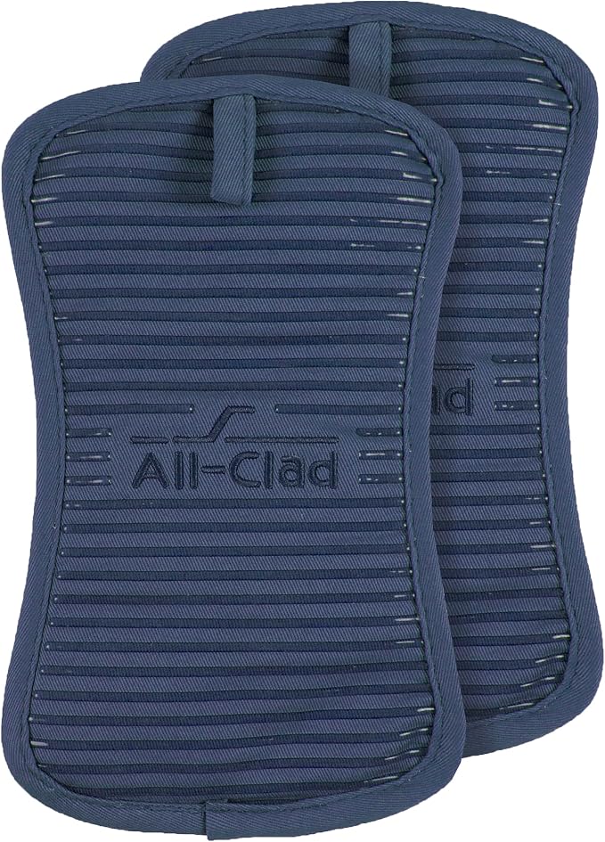 All-Clad Premium Pot Holder & Hot Pad: Heat Resistant to 500 Degrees - 100% Cotton, 10"x6.25" Hot Pad for Kitchen and Barbeque, (2-Pack), Indigo