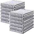 Mordimy Premium Cotton Kitchen Towels 16"x 25", Black Check Design, 12 Pack | Super Absorbent Terry Kitchen Hand Towels, Large Natural Ring Spun 360 GSM Dish Towels, Soft Tea Towels with Hanging Loop