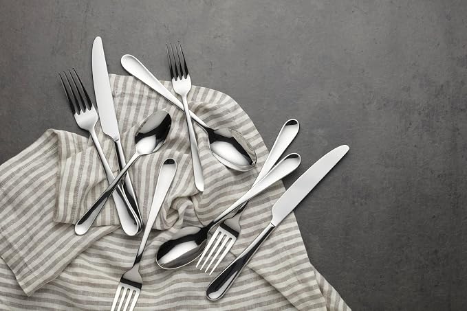 Oneida Grant 20-Piece 18/0 Silverware Set for 4, Flatware | mirror finish, dishwasher safe | includes knives, forks, and spoons | cutlery set for kitchen and dining