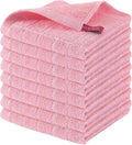 Homaxy 100% Cotton Terry Kitchen Dish Cloths, 8 Pack, Pink | Ultra Soft and Absorbent, Suitable for Drying and Washing Dishes