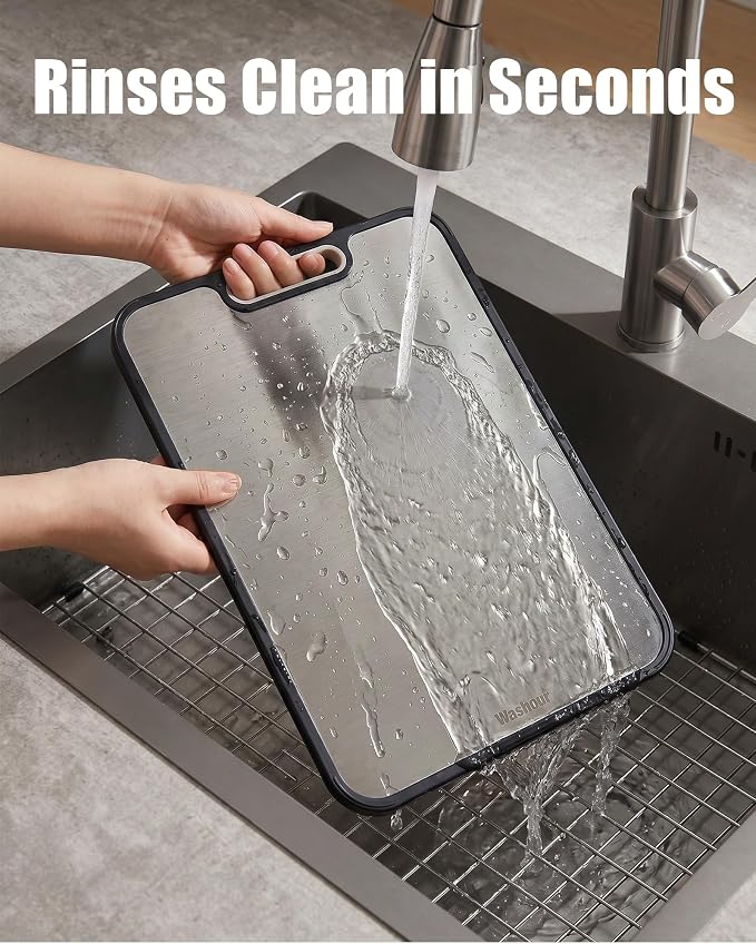 Non Toxic Titanium Cutting Board for Kitchen, Food Grade Titanium Cutting Boards 2 in 1 Double Sides, Non Slip Cutting Mat 15" x 10"