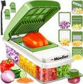 Mueller Vegetable Chopper, Mandoline Slicer, Food Veggie Chopper, Cheese Grater, Onion Vegetable Cutter with Container, Dicer, Kitchen Gadgets & Essentials, White Sand/Green