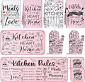 Fourluoo 10 Pcs Pink Kitchen Decor Oven Mitts and Pot Holders Sets Pink Dish Towels Vintage Kitchen Rugs and Mats for Home Wedding Farmhouse Decorations Baking Cooking Birthday Gifts Accessories