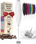 Elementi Milk Frother Wand - Easy to Use Handheld Electric Stirrer for Powder Drinks, Durable & Powerful Coffee Whisk & Protein Powder Mixer Wand, Hand Frother, Coffee Stirrers Electric (White)
