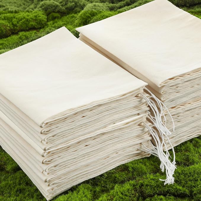 Tatuo 50 Pcs Muslin Bags 18 X 20 Inches, Cotton Drawstring Pouches Party | Natural Cotton Cloth Small Pouches, Reusable Linen Sachet for Gift Favor, Wedding Party Supplies, Craft Home Storage