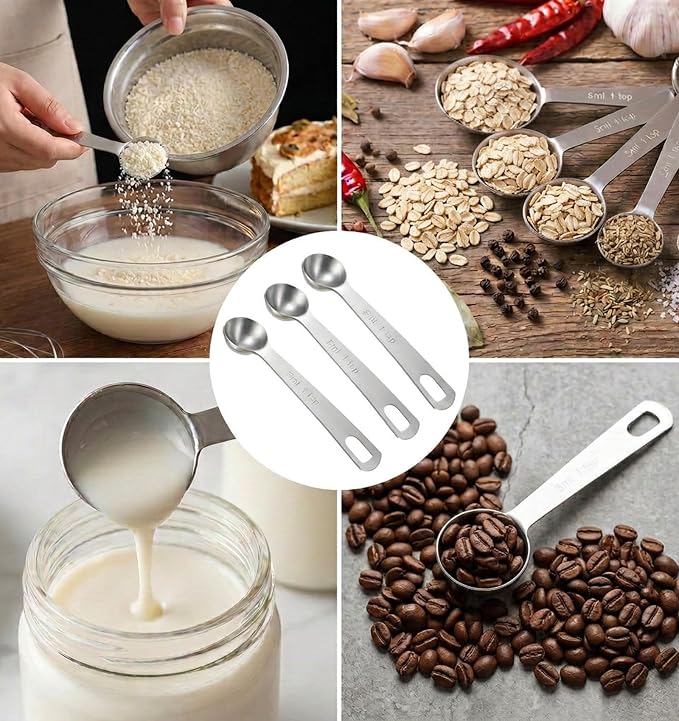 4 PCS 1/2 Teaspoon Scoop, 4.65 X 0.98 Inch Stainless Steel 1/2 Teaspoon Measuring Spoon, Short Handle Design Teaspoons Measuring Spoon for Precise Baking & Cooking, Heavy-Duty Kitchen Tools