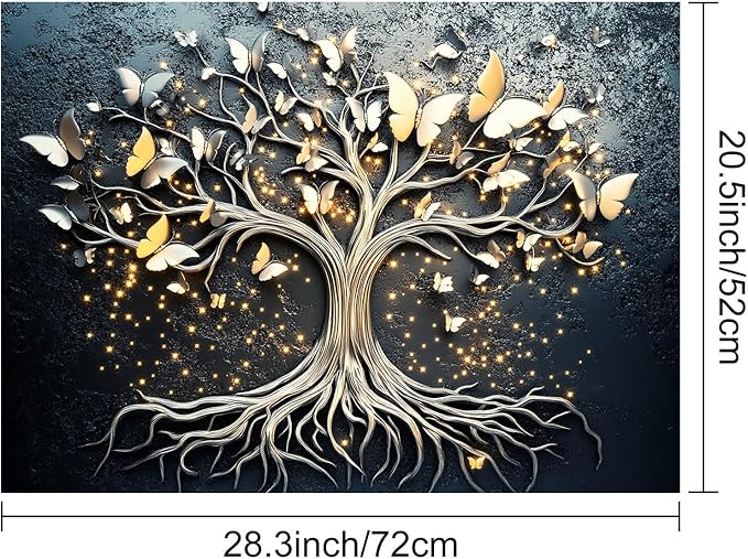 HOMETITUTE Golden Glow Butterfly Tree Stove Top Cover 28x20 Diatomite Mat