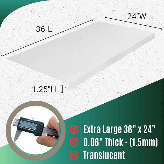 Extra Large Silicone Mats for Crafts with "Edge Protection" – Silicone Table Mat – Multipurpose Heat Resistant Silicone Mat – No Folds or Wrinkles – 1.5mm Thick, 36"x24", Translucent