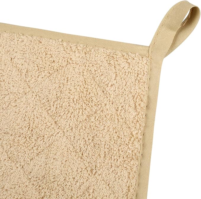 Pot Holders for Kitchen, 100% Cotton Terry Pot Holder Set of 5, Heat Resistant Hot Pads for Cooking, Baking, Hot Dishes and Countertop Protection,Light Brown