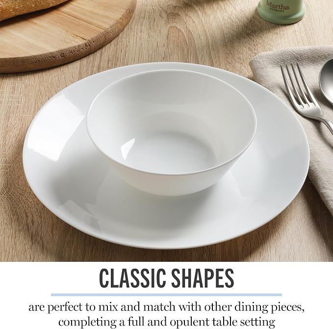 Martha Stewart Opalton 6-Piece 6-Inch Soup and Cereal Bowls – Lightweight, Chip and Break Resistant Opal Glass Bowls for Everyday Use