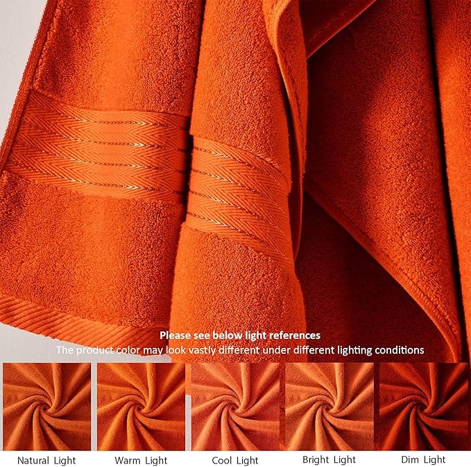 COZYART Luxury Hand Towels 4 PCS, Burnt Orange 100% Turkish Cotton | OEKO-Tex 100 Certified Zero Twist Ring Spun, Soft Absorbent Quick Dry, Plush Fluffy, Breathable Hotel Quality for Daily Use