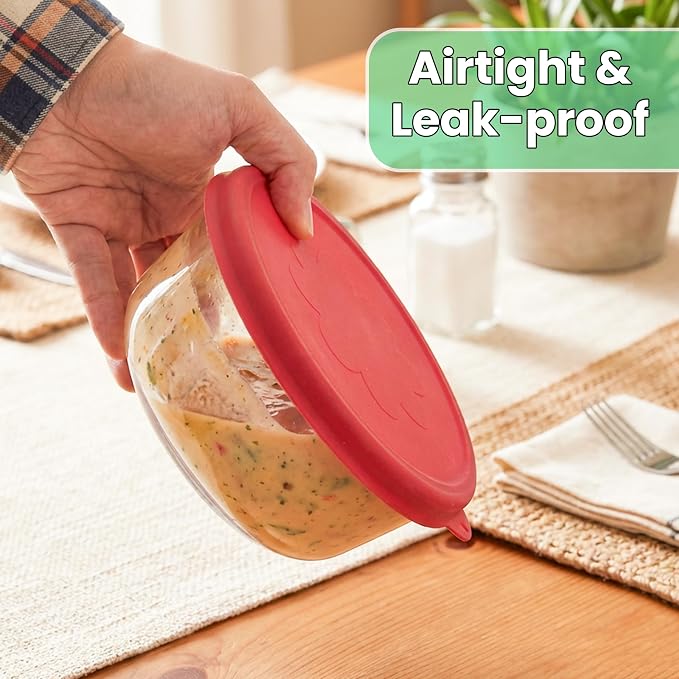 4 Cup Silicone Lid & Lid Organizer - 4 Pack Replacement Lids for Pyrex 7201-PC Glass Bowls and Anchor Hocking 4 Cup Glass Bowls & 2 Pack Adjustable Organizers for Kitchen Cabinet Storage