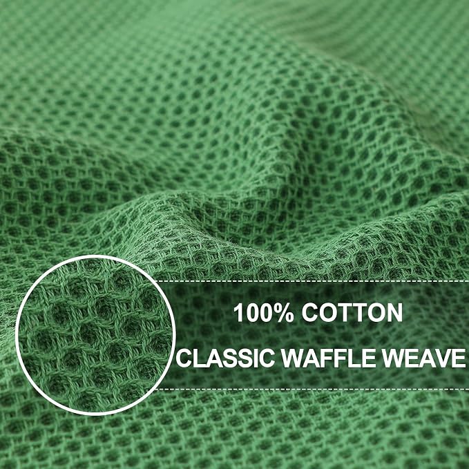 Homaxy 100% Cotton Oversized Waffle Weave Kitchen Towels 8-Pack | Grass Green, 20 x 28 Inches, Ultra Soft Absorbent Dish Towels, Quick Drying Large Cleaning Towels