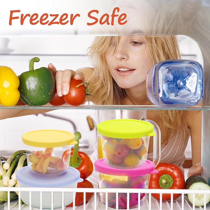 LUVCOSY 2 Cup Silicone Replacement Lids Storage Cover for Pyrex 7200-PC Glass Bowls (Container not Included) 8 Pack Microwave, Dishwasher and Freezer Safe