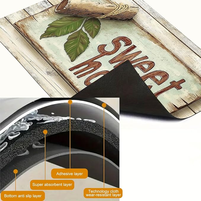 HOMETITUTE Sweet Home Stove Top Cover 28x20 Rustic Wood Diatomite Mat