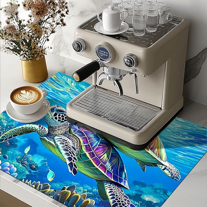 HOMETITUTE Sea Turtle Stove Top Cover 28x20 Diatomite Heat Resistant Mat