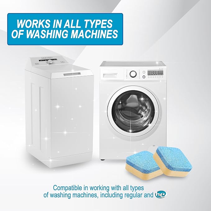 Air Jungles Washing Machine Cleaner Tablets 24 Count, Lemon Scent | Deep Cleaning, Dirt Remover, Clean Laundry Washer Drum and Tub, Compatible with Front and Top Load Washer, 12 Month Supply