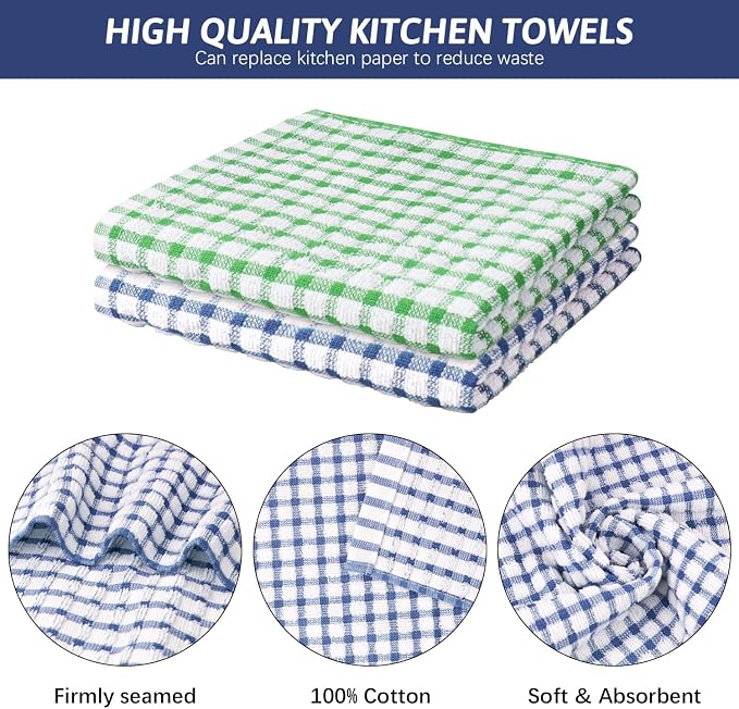 Nialnant 8 Pcs Dish Cloths for Washing Dishes | 100% Cotton Kitchen Towels Soft Absorbent Quick Drying Dish Rags for Kitchen, Reusable Cleaning Rags - 11 x 11In