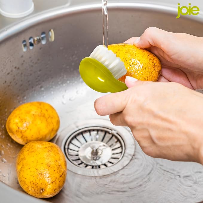 Joie Potato Scrub Brush, Ergonomic Easy Grip Handle, Cleans Fruits and Vegeables of All Types | Ideal for Potatoes and Hard Vegetables, BPA-Free and Top Rack Dishwasher Safe