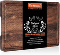 Fun Memories Black Walnut Cutting Board for Kitchen, Reversible Large Butcher Block Board, Large Wood Cutting Board Carving Board with Juice Groove & Concealed Handlers, 12"x8" (Gift Box)