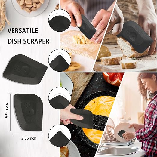 Cast Iron Scrubber with Handle 316 Dish Cast Cleaner Chainmail Scrubber | Pan Skillet Iron Scrub Brush Steel Wool Scrubber Cleaning Kit (1 Scrub + 1 Scraper)