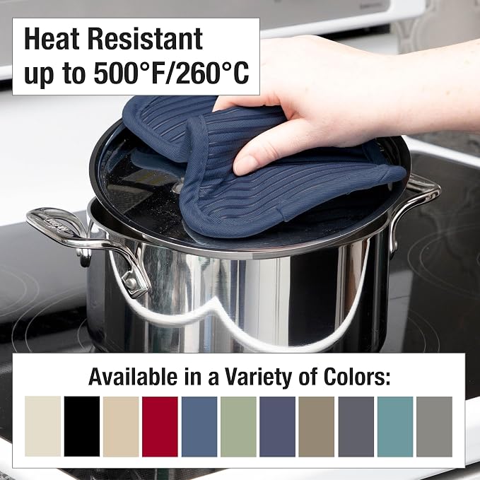 All-Clad Premium Pot Holder & Hot Pad: Heat Resistant to 500 Degrees - 100% Cotton, 10"x6.25" Hot Pad for Kitchen and Barbeque, (2-Pack), Indigo