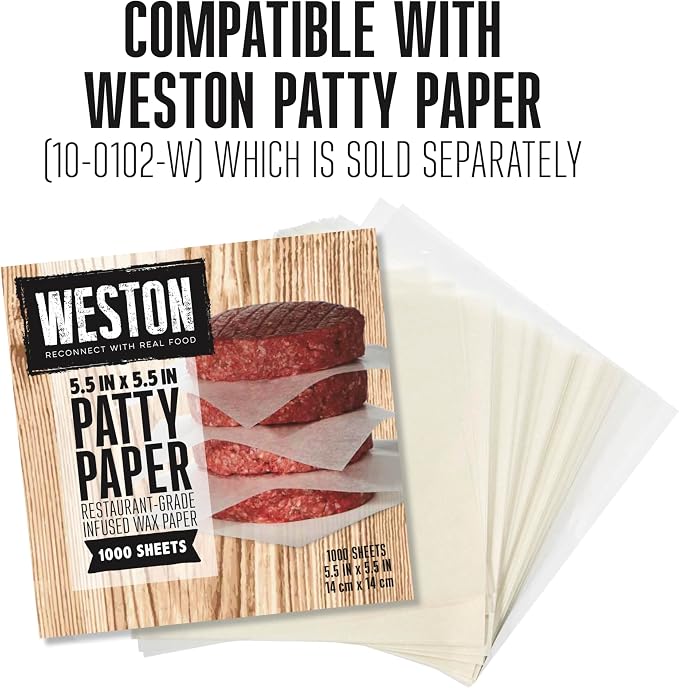Weston Single Burger Press For 4 1/2" Diameter Patties, 1/4 lbs to 3/4 lbs | Hamburger, Crab Cakes, Sausage Patties | Spring Ejector For Easy Removal | Non-Stick Heavy-Duty Cast Aluminum | 07-0310-W