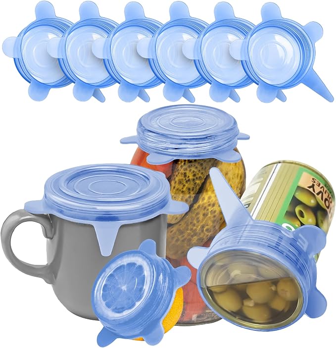 Orblue Silicone Stretch Lids 6-Pack Small for Fresh Food Storage - Seal in Flavors, Keep Food Fresh and Reduce Waste
