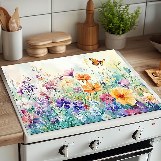 HOMETITUTE Wildflower Stove Top Cover 28x20 Butterfly Diatomite Mat