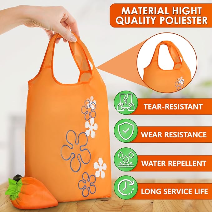 5 Pcs Reusable Grocery Fruit Bags, 15"x15", Washable Tote Bag (5 Colors) | Micro Tote Bag; Polyester Fabric; Wrist Strap, Fruit Shape Design; for Grocery Shopping, Beach Trips, Work, Picnics, and More