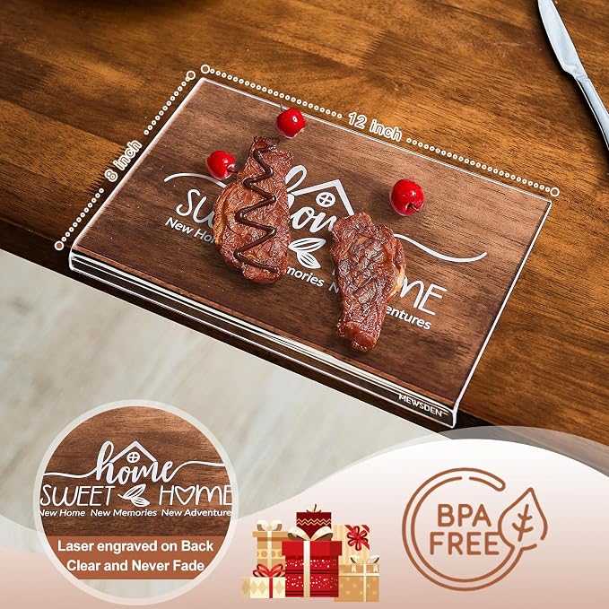 House Warming Gifts New Home - Engraved Acrylic Cutting Board with Counter Lip, Clear Countertop Protector Housewarming Gifts for Women Man Couples First House New Apartment Aesthetic Kitchen Decor
