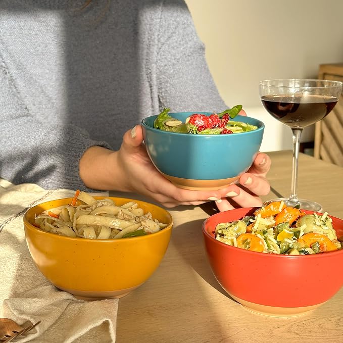 Mora Ceramic Artisan Matte Small Dessert Bowls - 16oz, Set of 6 - Microwave, Oven and Dishwasher Safe, For Rice, Ice Cream, Soup, Snacks, Cereal, Chili, Side Dishes etc - Microwavable Kitchen Bowl