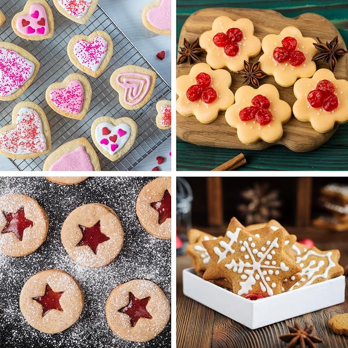 12-Piece Metal Cookie Cutter Set, Stainless Steel Biscuit Cutters for Baking, 4 Shapes (Heart, Star, Flower, Circle), Ideal Fondant Cutters & Dough Cutter, Perfect Cookie Cutters for Kids & Adults