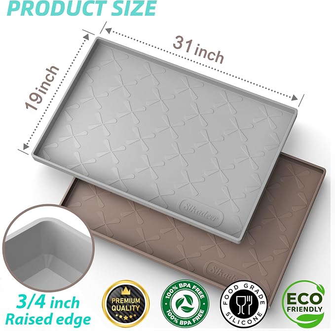 Waterproof Under Sink Mat 31" x 19" Silicone Mat Cabinet Protector | Heavy Duty Kitchen Cabinet Liner, Easy Press Drain, Home Essentials for Pet Feeding, Boots, Bathroom, Organizers & Storage