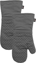 All-Clad Premium Ogee Silicone Printed Oven Mitt: Heat Resistant to 500 Degrees - 100% Cotton and Silicone, 14"x7" Oven Mitt for Kitchen and Barbeque, 2-Pack, Pewter