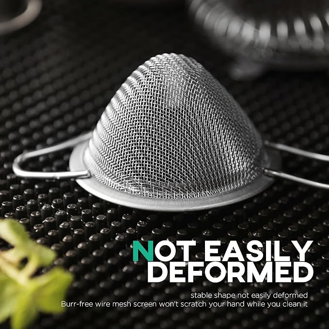 Homestia 2 Piece 3.3" Fine Mesh Strainer for Kitchen, 304 Stainless Steel Cocktail Sieve Sifters for Food, Liquid Strainer for Drinks, Tea, Coffee, Juice, Flour, Fruits, Vegetables (Silver, 2 Pack)