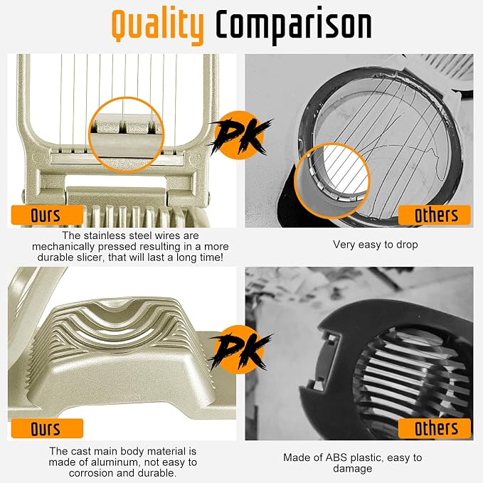 Multipurpose Heavy Duty Aluminium Egg Slicer, Stainless Steel Wire, Gold | Not Dishwasher Safe, Rust Resistant, Egg Cutter for Hard Boiled Eggs, Soft Food and Soft Fruit, Salads, Butter, Cheese, Spam