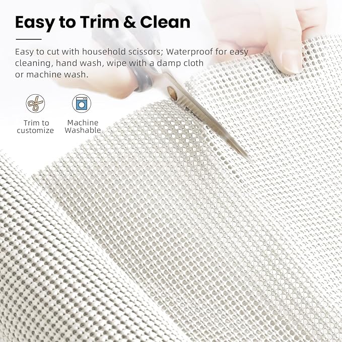 BAGAIL Non-Adhesive Shelf Liner, Thick Strong Grip Drawer Liners for Kitchen Cabinets, Heavy-Duty Easy Cut Cabinet Liners for Shelves, Pantry, Bathroom Cupboards - 17.5" x 20FT, White