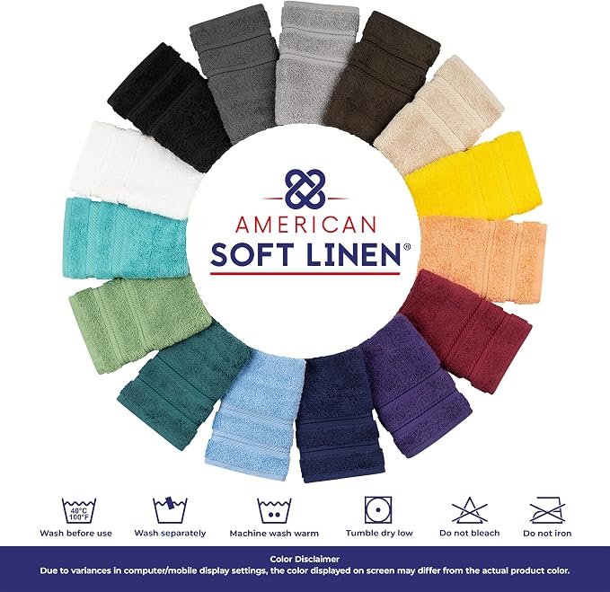 American Soft Linen 100% Cotton Luxury Turkish Towels, 6 Piece Towel Set | Soft Absorbent Quick Dry OEKO Tex Standard 100 Certificated Durable Machine Washable Premium Hotel Quality
