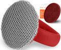 Cast Iron Cleaner Scrubber+Tray Heavy Duty Handle, 3mm Welded Chain Mail | Fine Ring,Stainless Steel Sponge Chainmail Scrubber, Skillet Oven Grill Cleaning Metal Brush -Dishwasher Safe,Heat Resistant