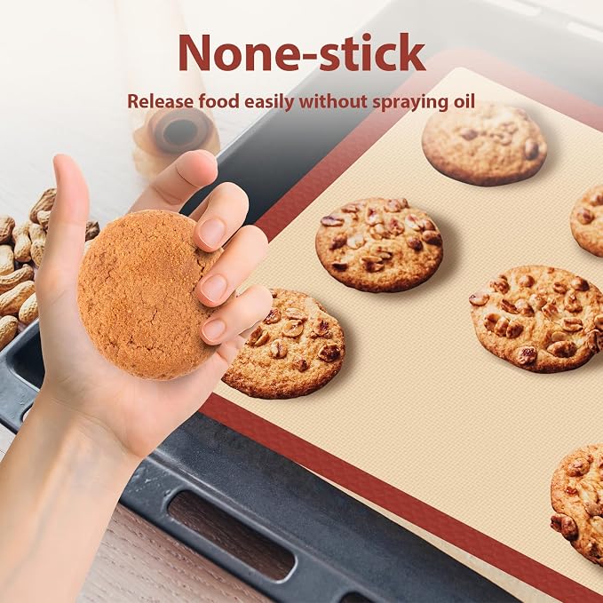 Silicone Baking Mat Set of 6, Nonstick & Reusable | Baking Sheets for Pastries, Macarons, Cookies, Pizza, Heat Resistant Multi Pack Sets for Pastries, Macarons, Cookies, Pizza