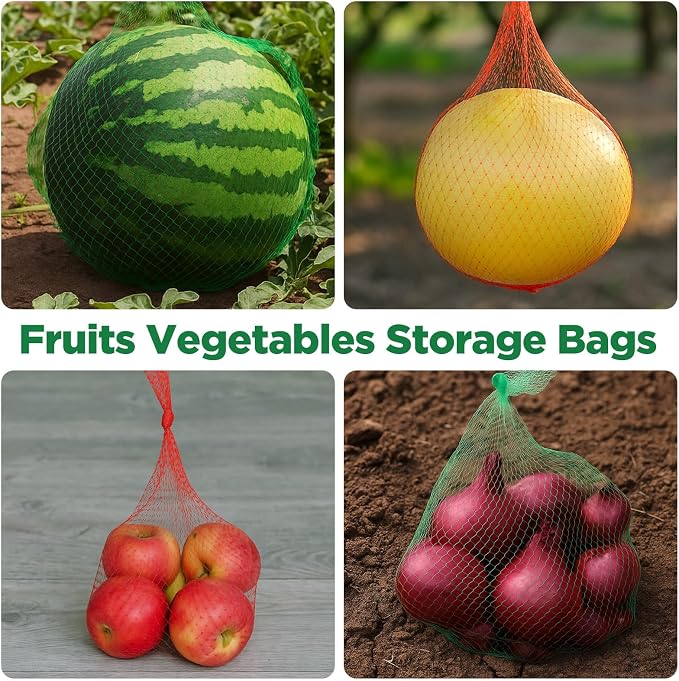 300 Pcs Reusable Mesh Produce Bags, Multiple Sizes Onion Fruits Net Bag Seafood Boil Bag Durable Tear Resistant Mesh Plastic Nylon Net Bags with Closures for Vegetables Crab Clam Crawfish
