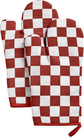 Ohocut Red Checkered Oven Mitts Heat Resistant, Vintage Retro Checkerboard Cute Oven Mitts, Non-Slip Silicone Kitchen Oven Gloves, 2-Pack Set, 7''x13''