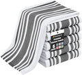 Homaxy Premium Cotton Stripe Kitchen Towels 6 Pack, 18"x 28", Black | Large 380 GSM Kitchen Hand Towels, Soft Terry Dish Towels, Highly Absorbent Tea Towel Set with Hanging Loop