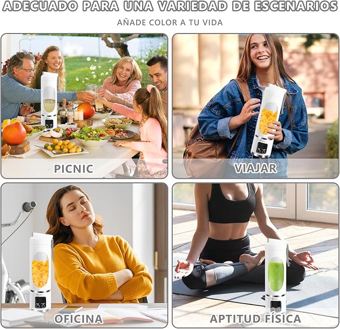 EASYSPEED Portable Blender Electric USB-C, 500ML Personal Juicer for Shakes, 1500mAh Rechargeable, 12 Blades,BPA Free, 18oz Small Blender with Leakproof Lid & Sip Spout, Mixing, Compact,White