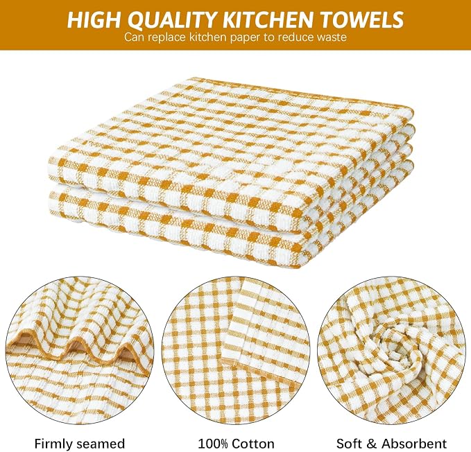 Nialnant 8 Pcs Kitchen Dish Rags,100% Cotton Kitchen Towels | Soft Absorbent Quick Drying Dish Cloths for Washing Dishes,Cleaning rags - 11 x 11In Orange