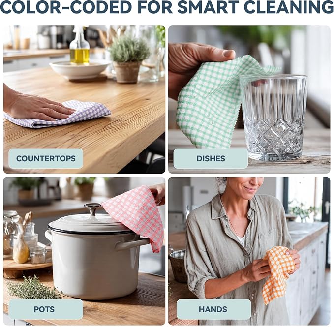 Egles 8 Pack Kitchen Dishcloths, 12 x 12 Inch | 100% Cotton Terry Dish Cloths, Absorbent and Soft Dish Towels Set for Washing Dishes