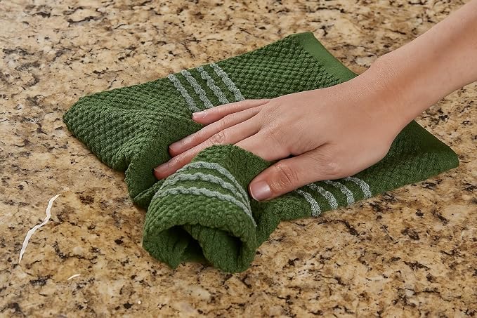 Dark Forest Green Kitchen Hand Dish Towels: Oversized 18" x 28",100% Cotton Soft Absorbent Dish Cloths for Cleaning Drying Set of 3 Multipurpose for Everyday Use